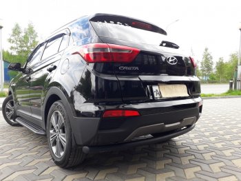 6 199 р. Защита заднего бампера из трубы d57 Slitkoff (радиусная) Hyundai Creta GS дорестайлинг (2015-2019) (Цвет: серебристый)  с доставкой в г. Королёв. Увеличить фотографию 3