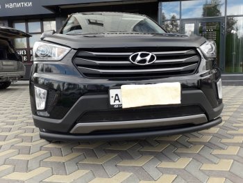 8 999 р. Защита переднего бампера Slitkoff (d57, черная)  Hyundai Creta  GS (2015-2021) дорестайлинг, рестайлинг (Цвет: серебристый)  с доставкой в г. Королёв. Увеличить фотографию 2