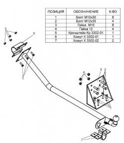 3 499 р. Фаркоп Лидер Плюс ГАЗ ГАЗель 3302 дорестайлинг шасси (1994-2002) (Без электропакета)  с доставкой в г. Королёв. Увеличить фотографию 2