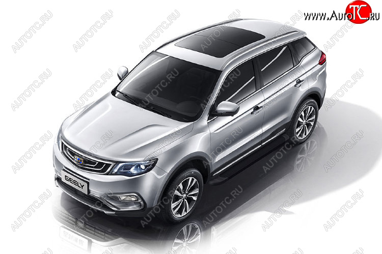 13 349 р. Пороги алюминиевые Slitkoff Geely Atlas NL3 (2016-2022) (Optima Black )  с доставкой в г. Королёв