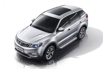 Пороги алюминиевые Slitkoff Geely Atlas NL3 (2016-2022) ()