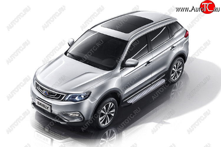 17 399 р. Пороги алюминиевые Slitkoff Geely Atlas NL3 (2016-2022) (Standart Silver)  с доставкой в г. Королёв