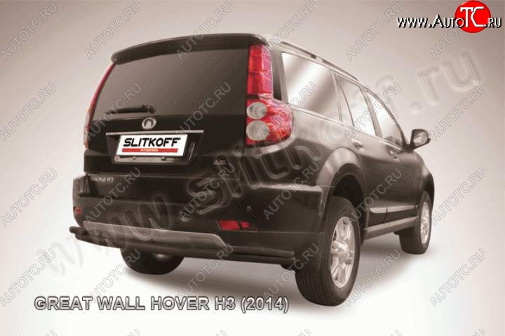 9 999 р. Защита заднего бампера Slitkoff (труба d57/d42) Great Wall Hover H3  рестайлинг (2014-2016) (Цвет: серебристый)  с доставкой в г. Королёв