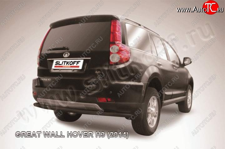 7 999 р. Защита заднего бампера Slitkoff (труба d57, длинная) Great Wall Hover H3  рестайлинг (2014-2016) (Цвет: серебристый)  с доставкой в г. Королёв