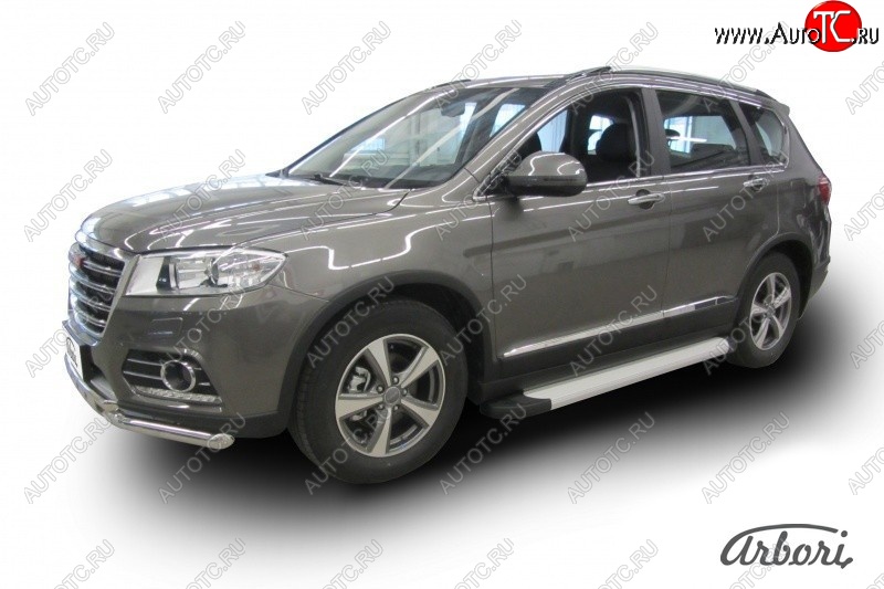 10 979 р. Порожки для ног Arbori Optima Silver Haval H6 (2013-2020)  с доставкой в г. Королёв