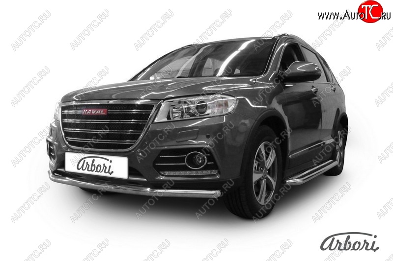 16 749 р. Защита переднего бампера Arbori (нержавейка, 1 труба d57 mm) Haval H6 (2013-2020)  с доставкой в г. Королёв