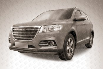 Защита переднего бампера Slitkoff (d57+d42 двойная) Haval (Хавал) H6 (Н6) (2013-2020)