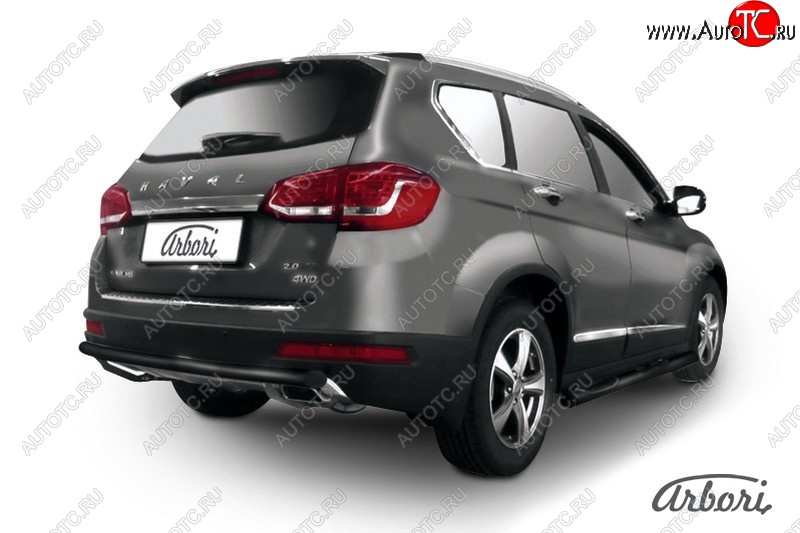 7 019 р. Защита заднего бампера Arbori (черная, 1 труба d57 mm). Haval H6 (2013-2020)  с доставкой в г. Королёв