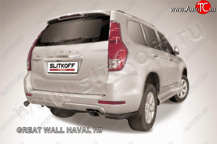 5 999 р. Защита заднего бампера из уголков d76 Slitkoff  Haval H9 (2015-2017) дорестайлинг (Цвет: серебристый)  с доставкой в г. Королёв