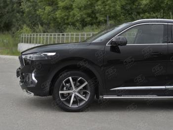 15 499 р. Защита переднего бампера (Ø42 мм, нержавейка, 4WD) SLITKOFF Haval F7x  дорестайлинг (2019-2022) (полированная нержавейка)  с доставкой в г. Королёв. Увеличить фотографию 4