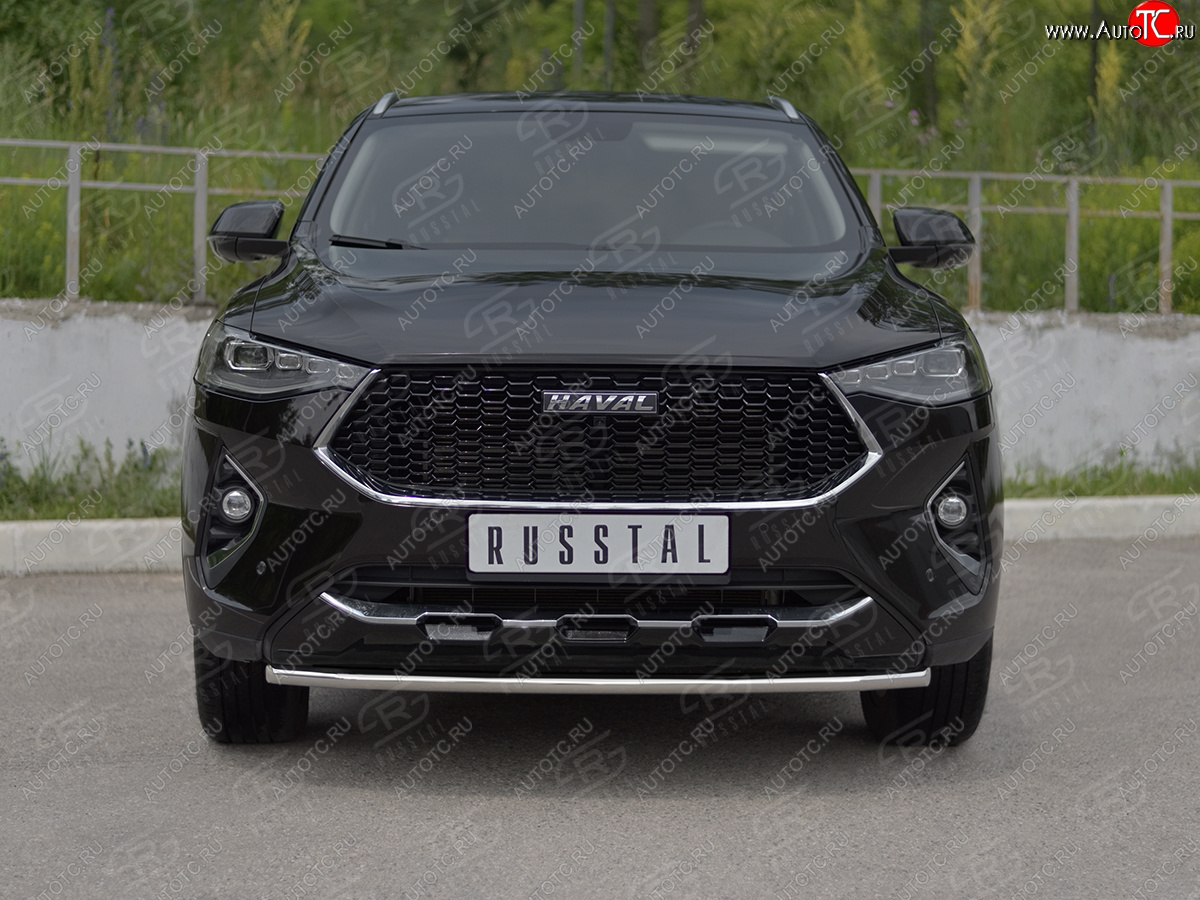 12 399 р. Защита переднего бампера (Ø42 мм, нержавейка, 4WD) SLITKOFF Haval F7x  дорестайлинг (2019-2022)  с доставкой в г. Королёв