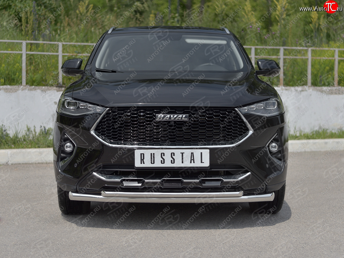 16 749 р. Защита переднего бампера (Ø63 мм секции, нержавейка, 1.5 4WD) SLITKOFF Haval F7x  дорестайлинг (2019-2022)  с доставкой в г. Королёв