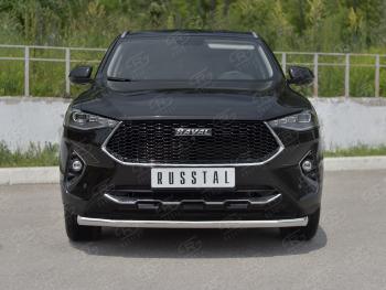 Защита переднего бампера (Ø63 мм секции, нержавейка, 1,5 4WD) SLITKOFF Haval F7x  дорестайлинг (2019-2022)