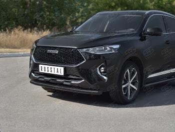 10 999 р. Защита переднего бампера (Ø63 мм, окрашенная) SLITKOFF  Haval F7x (2019-2022)  дорестайлинг (в цвет черный муар)  с доставкой в г. Королёв. Увеличить фотографию 3