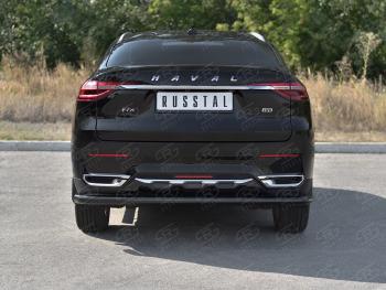 8 199 р. Защита заднего бампера (Ø63 мм, окрашенная) SLITKOFF Haval F7x  дорестайлинг (2019-2022) (цвет черный муар)  с доставкой в г. Королёв. Увеличить фотографию 2