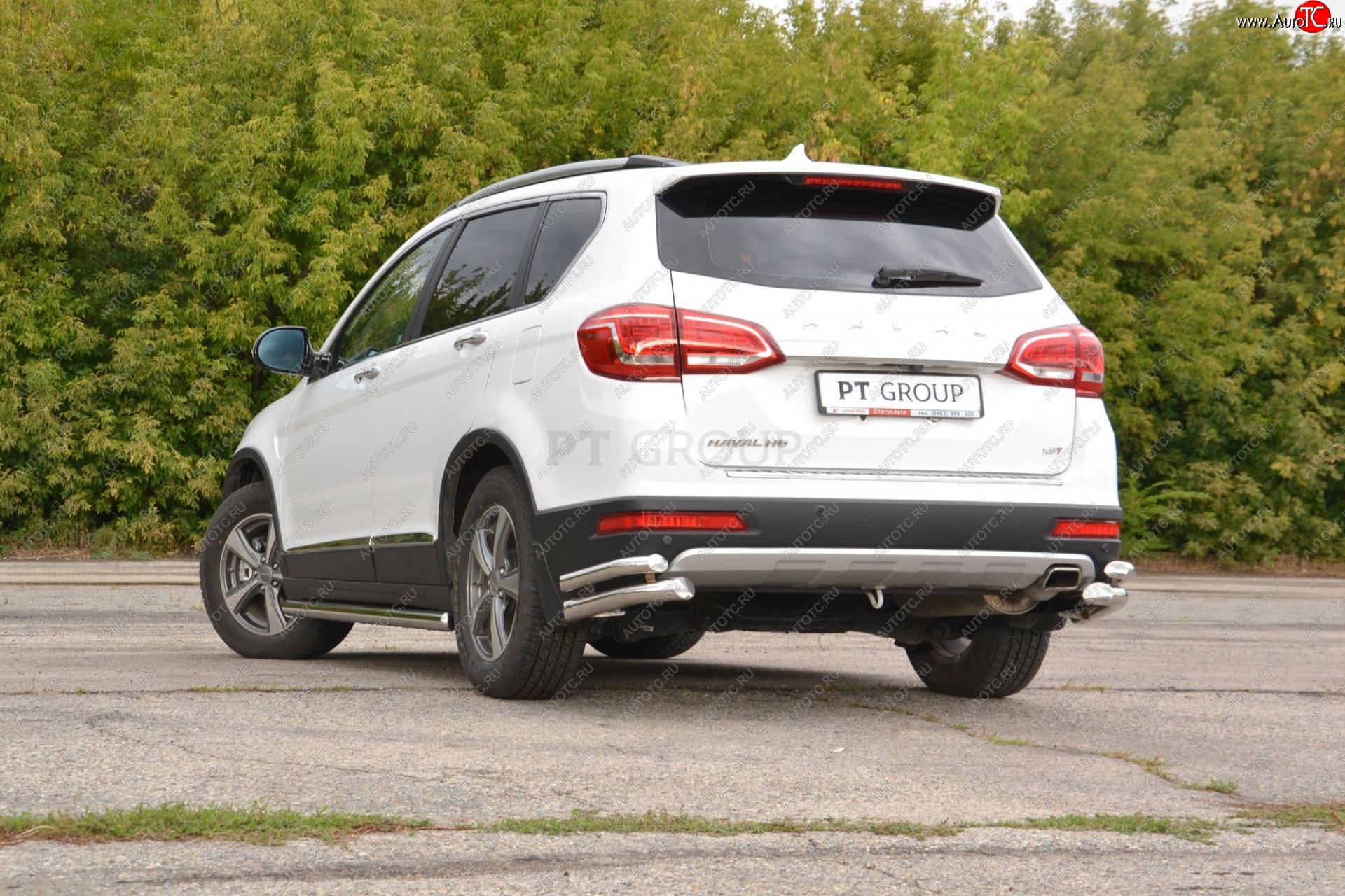 24 949 р. Защита заднего бампера Petroil Tuning (уголки двойные, d63/51) Haval H6 (2013-2020) (Нержавеющая полированная сталь)  с доставкой в г. Королёв