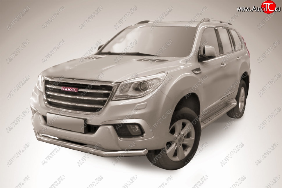 13 199 р. Защита переднего бампера Slitkoff (d57 мм)  Haval H9 (2017-2019) 1-ый рестайлинг (Нержавеющая сталь)  с доставкой в г. Королёв