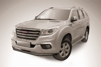 8 299 р. Защита переднего бампера Slitkoff (d57 мм)  Haval H9 (2017-2019) 1-ый рестайлинг (Сталь с полимерным покрытием. Цвет: чёрный)  с доставкой в г. Королёв. Увеличить фотографию 1