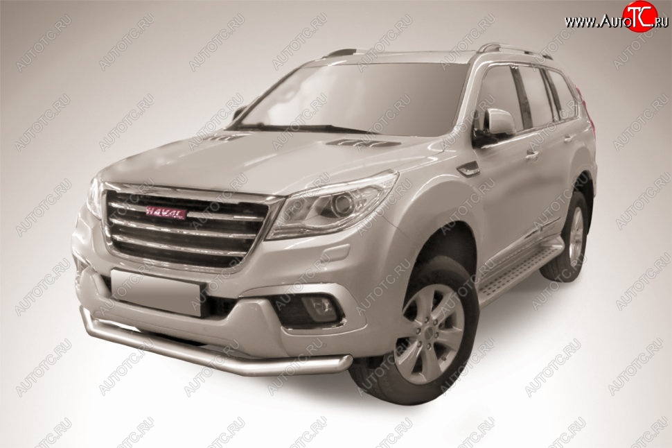 15 999 р. Защита переднего бампера Slitkoff (d76 мм)  Haval H9 (2017-2019) 1-ый рестайлинг (Нержавеющая сталь)  с доставкой в г. Королёв