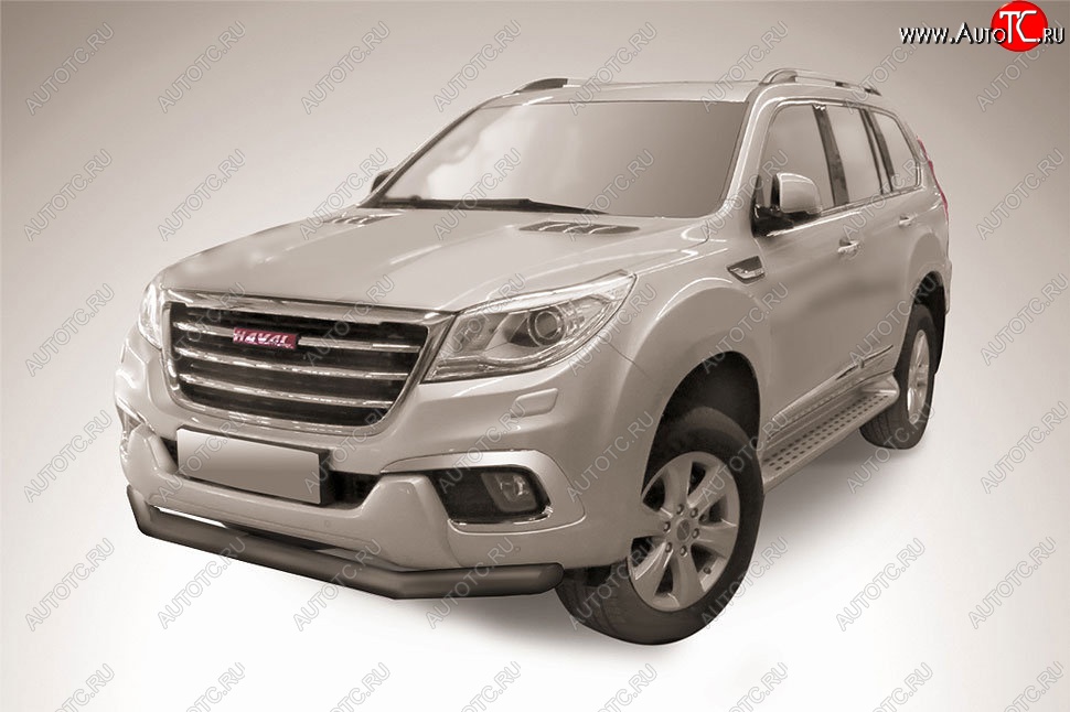 11 249 р. Защита переднего бампера Slitkoff (d76 мм)  Haval H9 (2017-2019) 1-ый рестайлинг (Сталь с полимерным покрытием. Цвет: чёрный)  с доставкой в г. Королёв