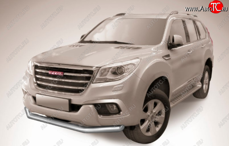 8 799 р. Защита переднего бампера Slitkoff (Ø 76 мм).  Haval H9 (2017-2019) 1-ый рестайлинг (Сталь с полимерным покрытием. Цвет: серебристый)  с доставкой в г. Королёв