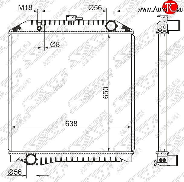 17 599 р. Радиатор двигателя SAT (пластинчатый, МКПП)  Hino 500 - Ranger  5  с доставкой в г. Королёв