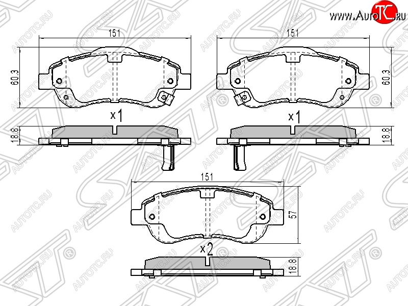 1 289 р. Колодки тормозные передние SAT  Honda CR-V  RE1,RE2,RE3,RE4,RE5,RE7 (2009-2012) рестайлинг  с доставкой в г. Королёв