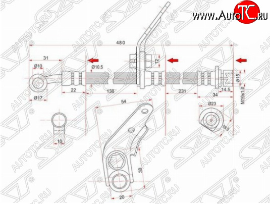 1 099 р. Левый передний тормозной шланг SAT (Таиланд) Honda Accord CL седан дорестайлинг (2002-2005)  с доставкой в г. Королёв