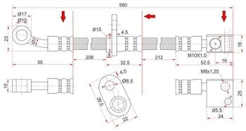 Тормозной шланг передний SAT (левый) Honda Fit 1 GD дорестайлинг (2001-2004)