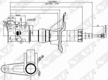 Правый амортизатор передний SAT (болт 14) Honda Civic ES седан дорестайлинг (2000-2003)