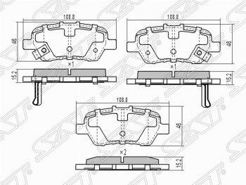 Колодки тормозные задние SAT  Civic ( FK,FN,  FB,  FK2), Odyssey  3, StepWagon ( RF3,RF4,  RG)