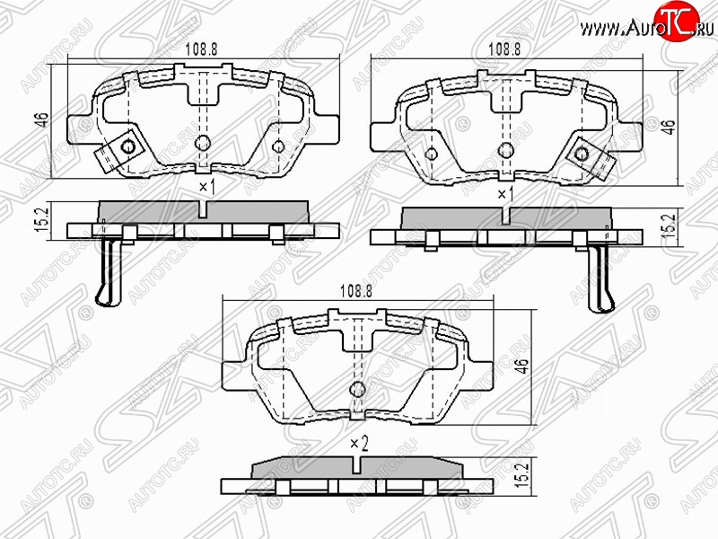 1 199 р. Колодки тормозные задние SAT  Honda Civic ( FK,FN,  FB,  FK2) - StepWagon ( RF3,RF4,  RG)  с доставкой в г. Королёв