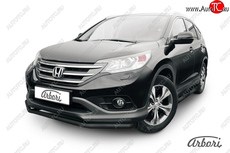 6 209 р. Защита переднего бампера Arbori (черная, 1 труба d57 mm). Honda CR-V RM1,RM3,RM4 дорестайлинг (2012-2015)  с доставкой в г. Королёв