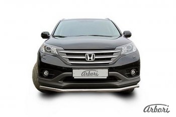 11 699 р. Защита переднего бампера Arbori (нержавейка, 1 труба d57 mm). Honda CR-V RM1,RM3,RM4 дорестайлинг (2012-2015)  с доставкой в г. Королёв. Увеличить фотографию 2