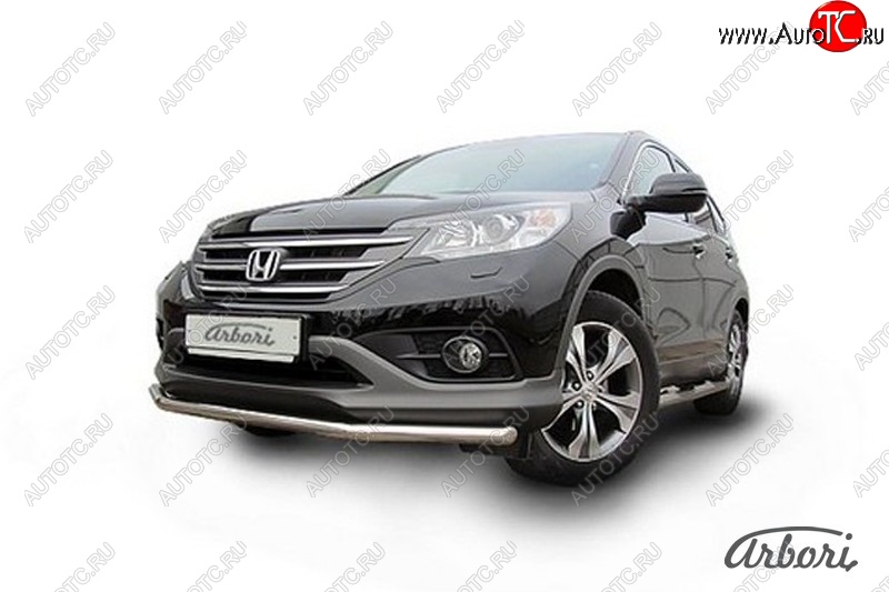 11 699 р. Защита переднего бампера Arbori (нержавейка, 1 труба d57 mm). Honda CR-V RM1,RM3,RM4 дорестайлинг (2012-2015)  с доставкой в г. Королёв