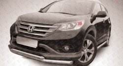 Двойная защита переднего бампера из двух труб диаметром 76 и 57 мм Slitkoff Honda CR-V RM1,RM3,RM4 дорестайлинг (2012-2015)