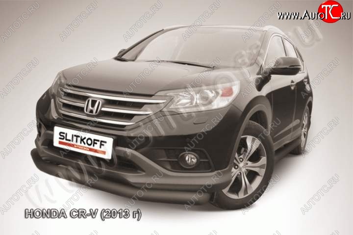 10 499 р. Защита переднего бампера из трубы d76 Slitkoff (дуга) Honda CR-V RM1,RM3,RM4 дорестайлинг (2012-2015) (Цвет: серебристый)  с доставкой в г. Королёв