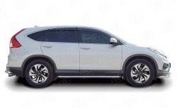 14 849 р. Защита порогов из круглой трубы диаметром 63 мм (рестайлинг) Russtal Honda CR-V RM1,RM3,RM4 дорестайлинг (2012-2015) (Защита порогов с со скосами на торцах (вариант 1))  с доставкой в г. Королёв. Увеличить фотографию 2