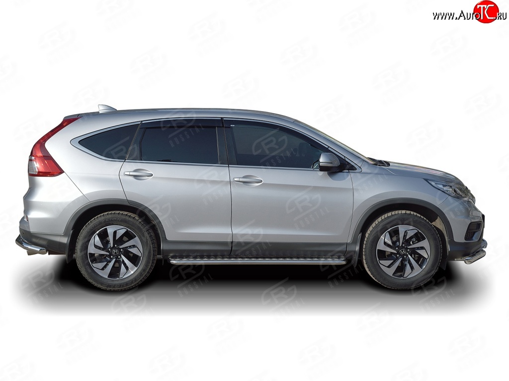 20 749 р. Широкая защита порогов Russtal Honda CR-V RM1,RM3,RM4 дорестайлинг (2012-2015) (Защита порогов с со скосами на торцах (вариант 1))  с доставкой в г. Королёв