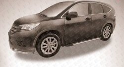 11 299 р. Алюминиевые пороги Slitkoff Luxe Black Honda CR-V RM1,RM3,RM4 дорестайлинг (2012-2015)  с доставкой в г. Королёв. Увеличить фотографию 2