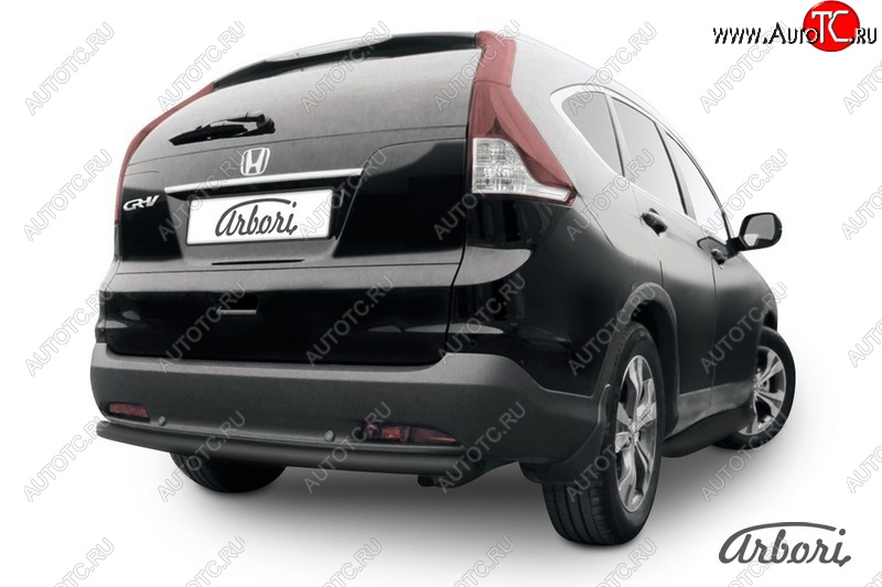 7 019 р. Защита заднего бампера Arbori (черная, 1 труба d57 mm). Honda CR-V RM1,RM3,RM4 дорестайлинг (2012-2015)  с доставкой в г. Королёв