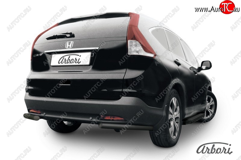 5 399 р. Защита заднего бампера Arbori (уголки, черная, 1 труба d57 mm). Honda CR-V RM1,RM3,RM4 дорестайлинг (2012-2015)  с доставкой в г. Королёв