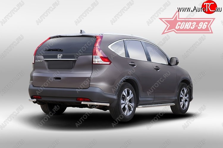 8 189 р. Защита заднего бампера из боковых уголков Souz-96 (d42) Honda CR-V RM1,RM3,RM4 дорестайлинг (2012-2015)  с доставкой в г. Королёв