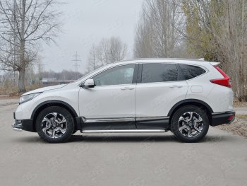 Широкая защита порогов из трубы d63 мм SLITKOFF v1 Honda (Хонда) CR-V (СР-В)  RW,RT (2016-2020) RW,RT дорестайлинг