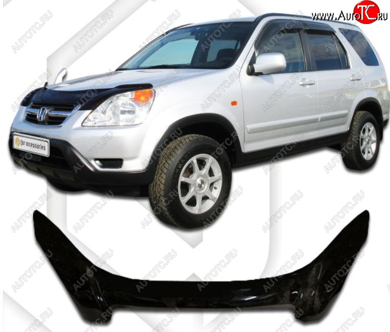 2 599 р. Дефлектор капота CA-Plastiс exclusive Honda CR-V RD4,RD5,RD6,RD7,RD9  дорестайлинг (2001-2004) (Classic черный, Без надписи)  с доставкой в г. Королёв