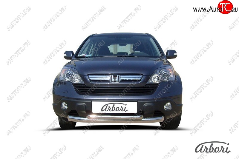 8 369 р. Защита переднего бампера Arbori (2 трубы d76 и 57 mm) Honda CR-V RE1,RE2,RE3,RE4,RE5,RE7 рестайлинг (2009-2012) (черная)  с доставкой в г. Королёв