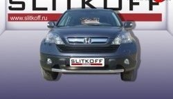 11 749 р. Одинарная защита переднего бампера из трубы диаметром 57 мм Slitkoff Honda CR-V RE1,RE2,RE3,RE4,RE5,RE7 рестайлинг (2009-2012) (Нержавейка, Полированная)  с доставкой в г. Королёв. Увеличить фотографию 1