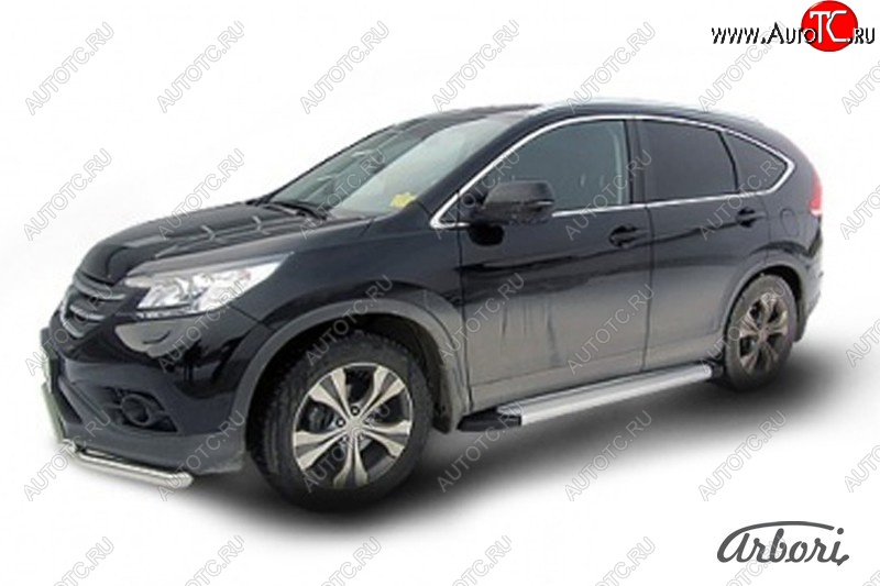 10 979 р. Порожки для ног Arbori Optima Silver Honda CR-V RM1,RM3,RM4 дорестайлинг (2012-2015)  с доставкой в г. Королёв