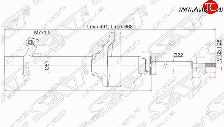 4 099 р. Левый амортизатор передний SAT  Honda HR-V ( GH1,GH2,  GH3, GH4,  GH1, GH2) (1998-2005) дорестайлинг 3 дв., дорестайлинг 5 дв., рестайлинг 3 дв., рестайлинг 5 дв.  с доставкой в г. Королёв