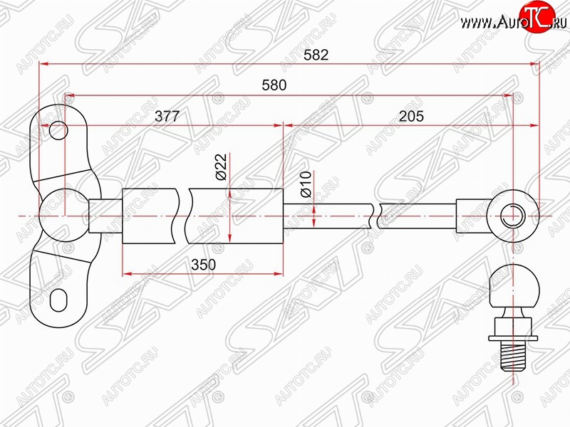 1 049 р. Левый упор крышки багажника SAT (газовый)  Honda Odyssey  2 (1999-2003)  с доставкой в г. Королёв